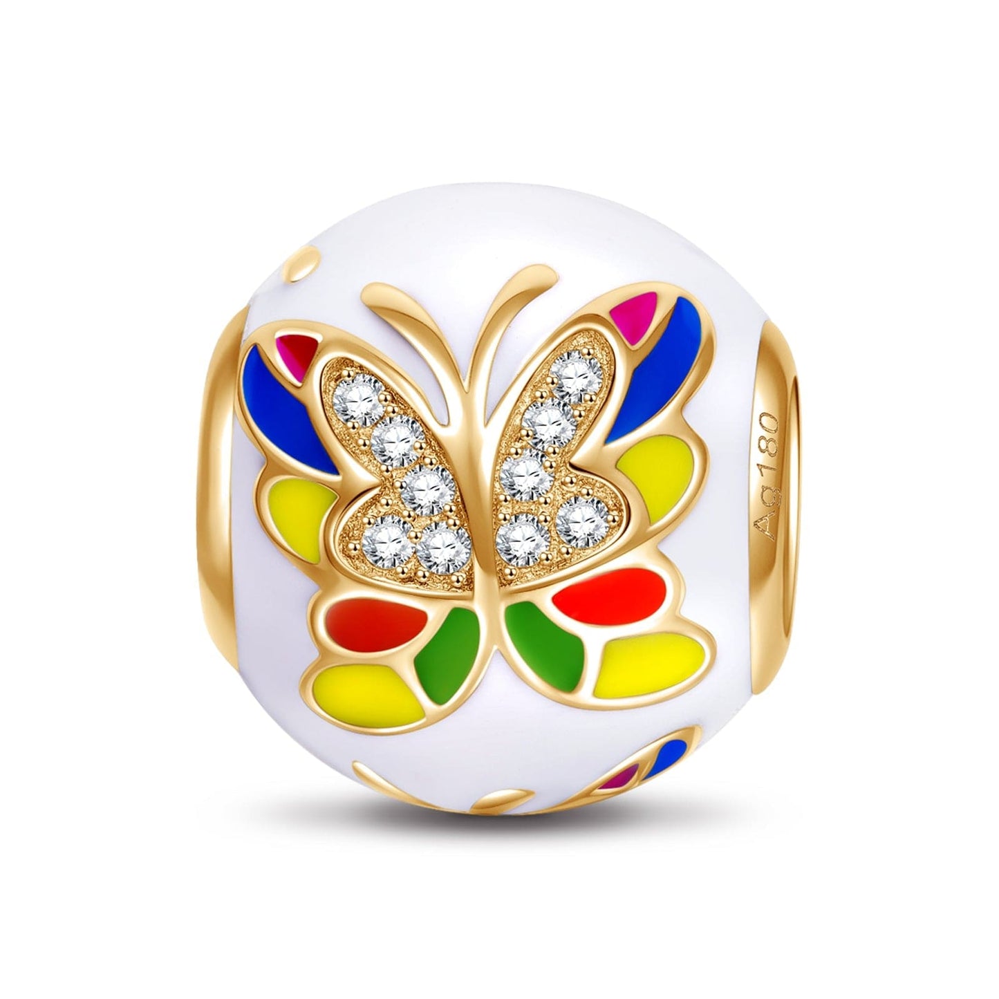 Colorful Butterfly Tarnish-resistant Silver Charms With Enamel In 14K Gold Plated