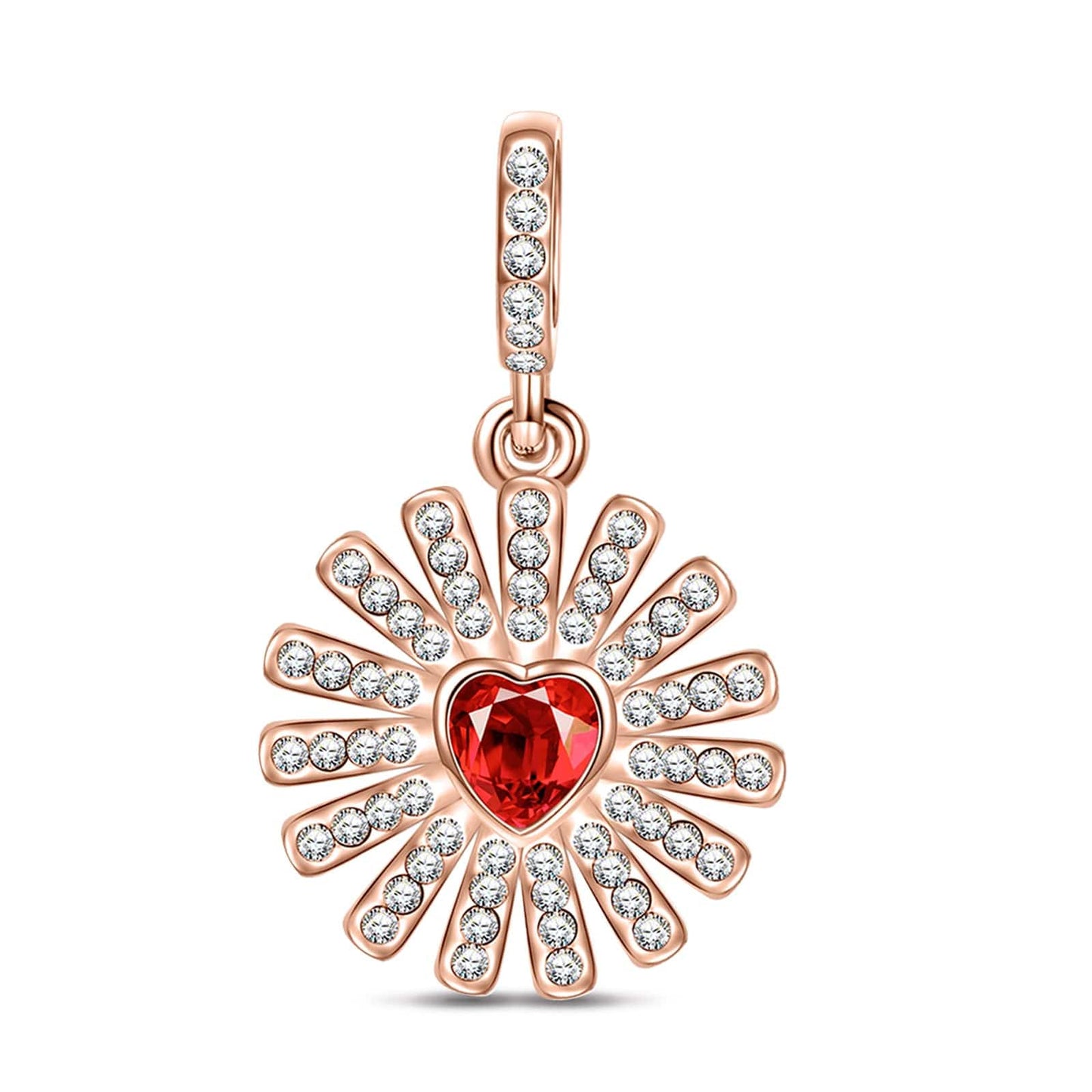 Gerbera Tarnish-resistant Silver Dangle Charms In Rose Gold Plated