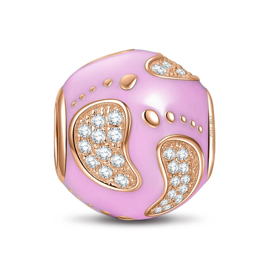 gon- Pink Cute Footprints Tarnish-resistant Silver Charms With Enamel In Rose Gold Plated