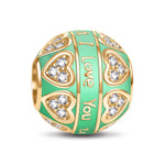Green I Love You Tarnish-resistant Silver Charms With Enamel In 14K Gold Plated