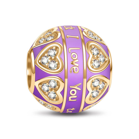 gon- Purple I Love You Tarnish-resistant Silver Charms With Enamel In 14K Gold Plated
