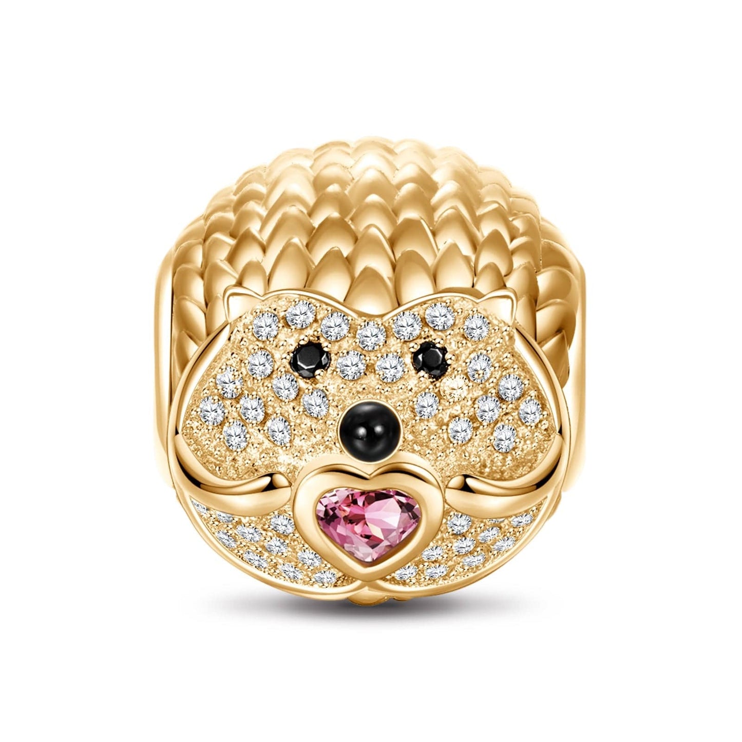 Hedgehog Tarnish-resistant Silver Charms With Enamel In 14K Gold Plated