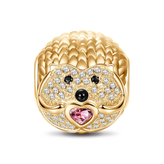 gon- Hedgehog Tarnish-resistant Silver Charms With Enamel In 14K Gold Plated