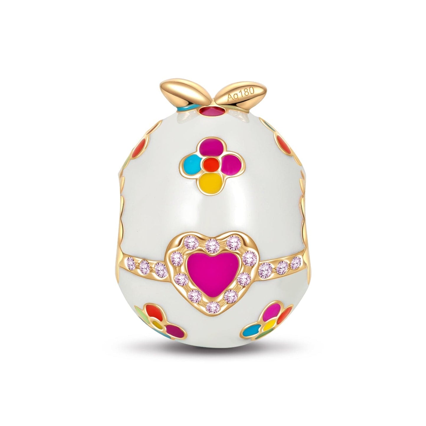 Colorful Bunny Rabbit Tarnish-resistant Silver Charms With Enamel In 14K Gold Plated