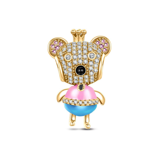 gon- Princess Bear Tarnish-resistant Silver Charms With Enamel In 14K Gold Plated