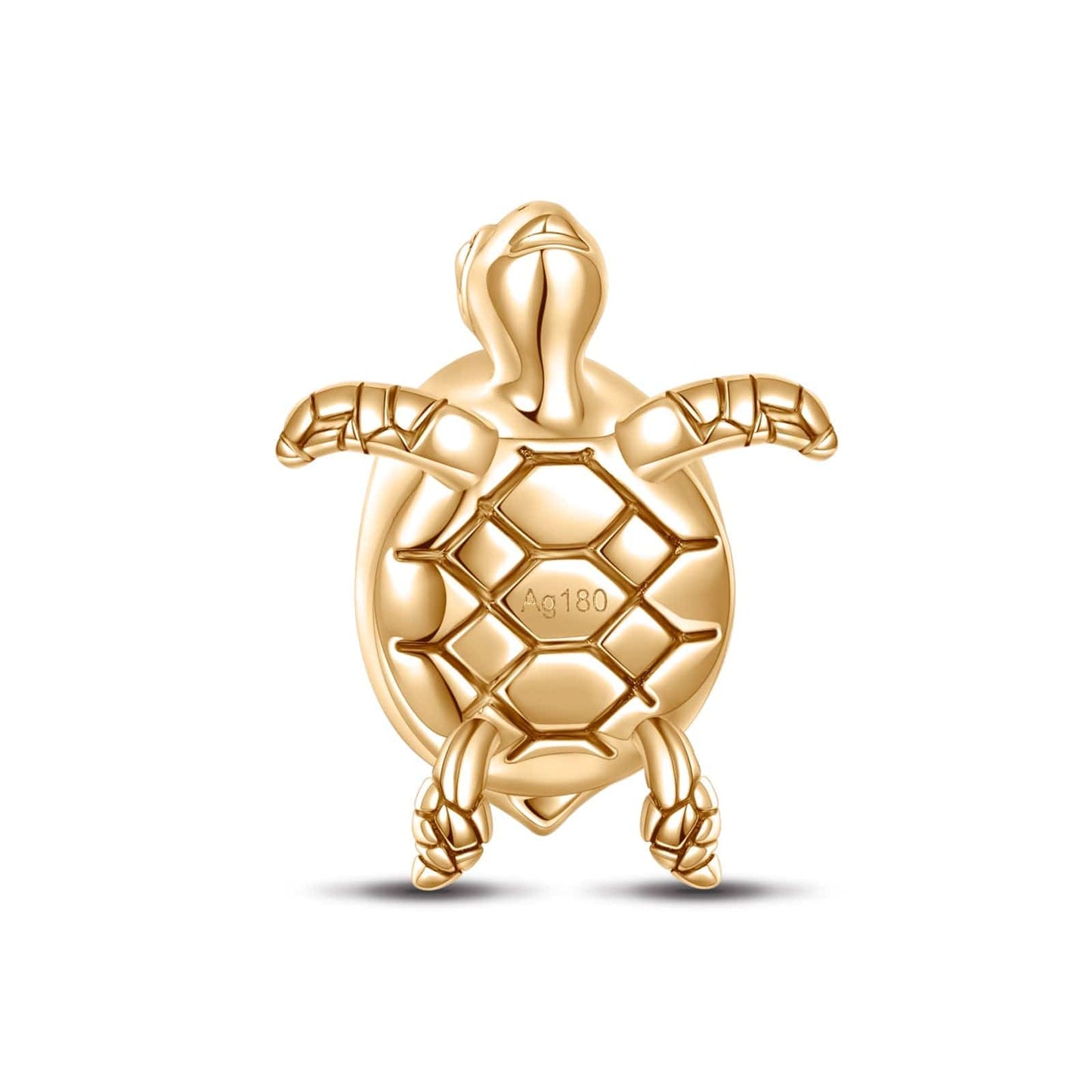 Green Turtle Tarnish-resistant Silver Charms With Enamel In 14K Gold Plated