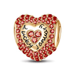 January Love Heart Birthstone Tarnish-resistant Silver Charms With Enamel In 14K Gold Plated