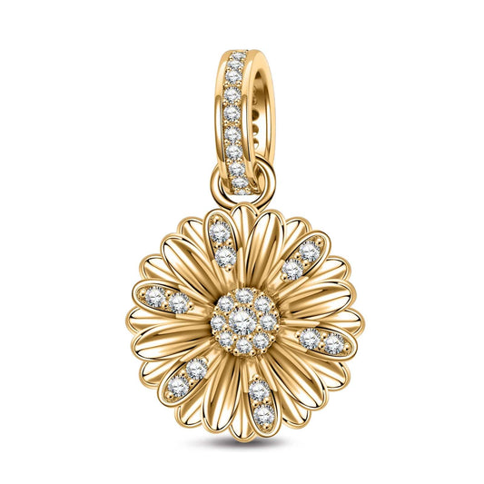 gon- Gerbera Tarnish-resistant Silver Dangle Charms In 14K Gold Plated