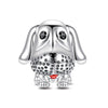 Sterling Silver Lucky Puppy Charms With Enamel In White Gold Plated