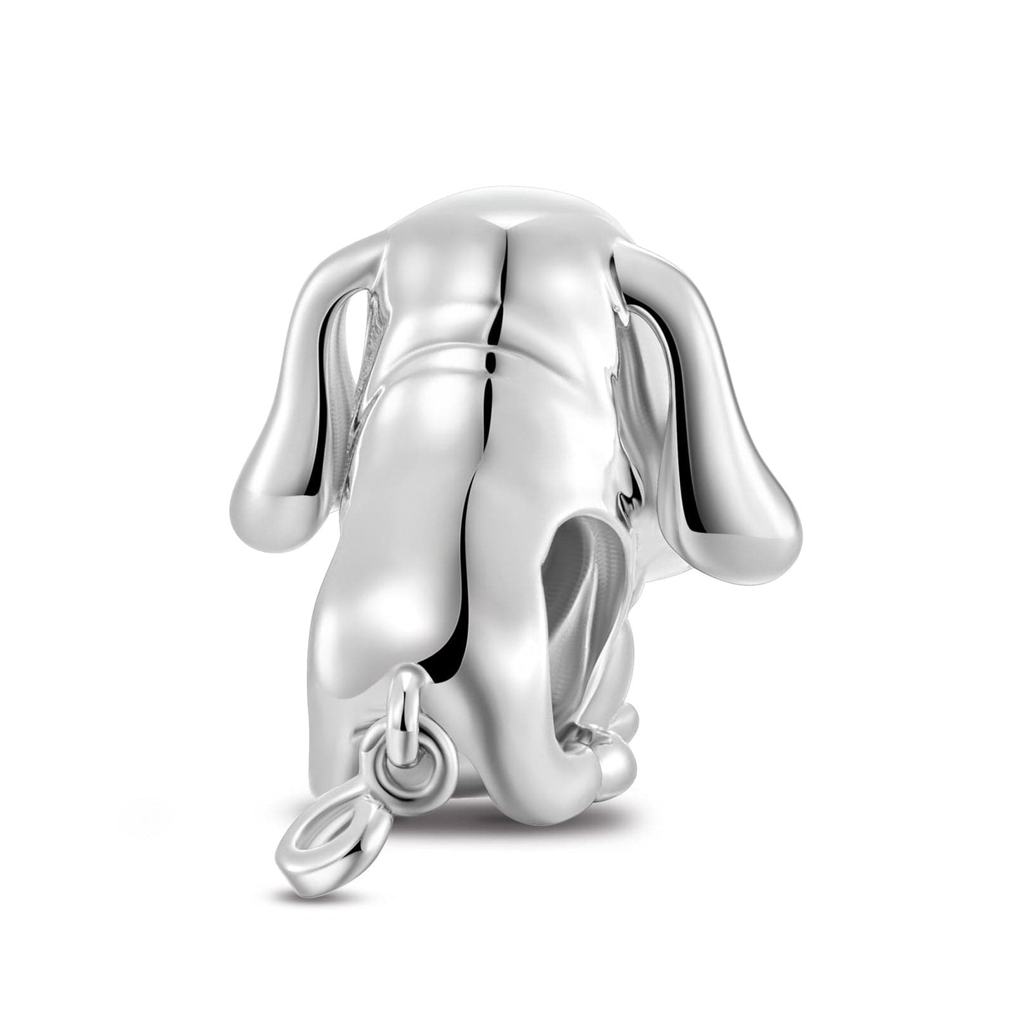 Sterling Silver Lucky Puppy Charms With Enamel In White Gold Plated