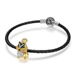 Sterling Silver Cute Squirrel Charms With Enamel In 14K Gold Plated