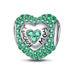 Sterling Silver Love Heart Birthstone May Charms With Enamel In White Gold Plated