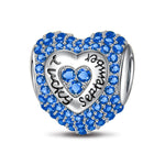 Sterling Silver Love Heart Birthstone September Charms With Enamel In White Gold Plated