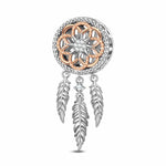 Sterling Silver Dream Catcher Dangle Charms In White Gold Plated