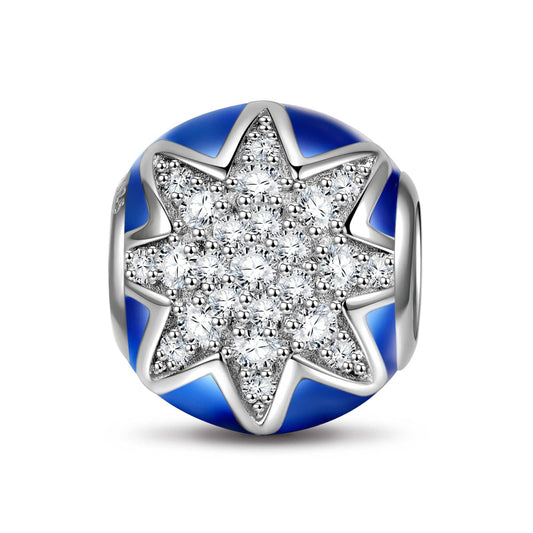 gon- Sterling Silver Sparkling Star Charms With Enamel In White Gold Plated