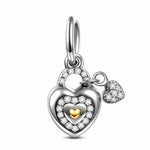 Sterling Silver Simple Love Dangle Charms In White Gold Plated