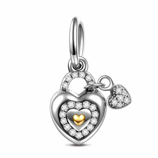 gon- Sterling Silver Simple Love Dangle Charms In White Gold Plated