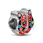 Sterling Silver Colorful Enamel Charms With Enamel In White Gold Plated