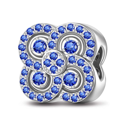 gon- Sterling Silver Blue Clover Charms In White Gold Plated