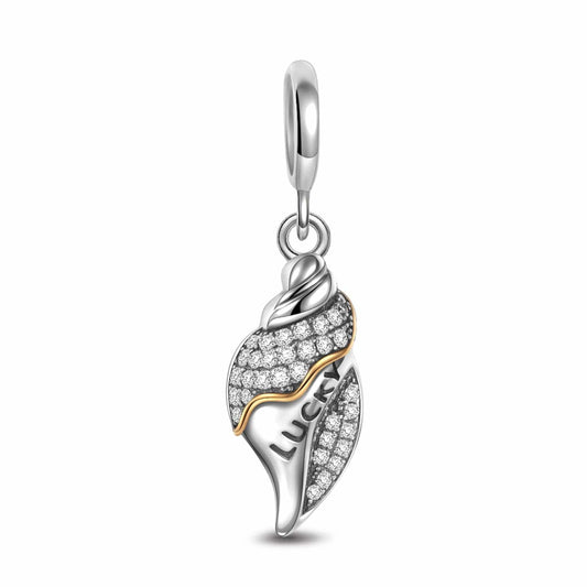 gon- Sterling Silver Singing Conch Dangle Charms In White Gold Plated