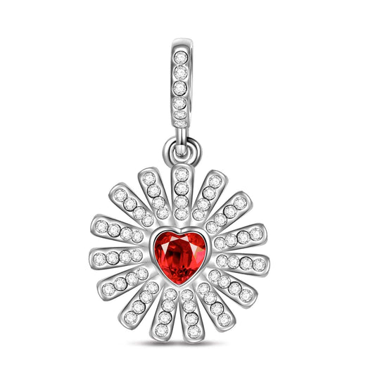 gon- Sterling Silver Gerbera Dangle Charms In White Gold Plated