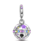 Sterling Silver Jingle Bell Dangle Charms In White Gold Plated