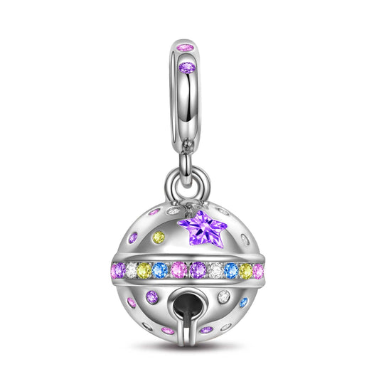 gon- Sterling Silver Jingle Bell Dangle Charms In White Gold Plated
