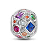 Sterling Silver Lucky Rainbow Charm In White Gold Plated