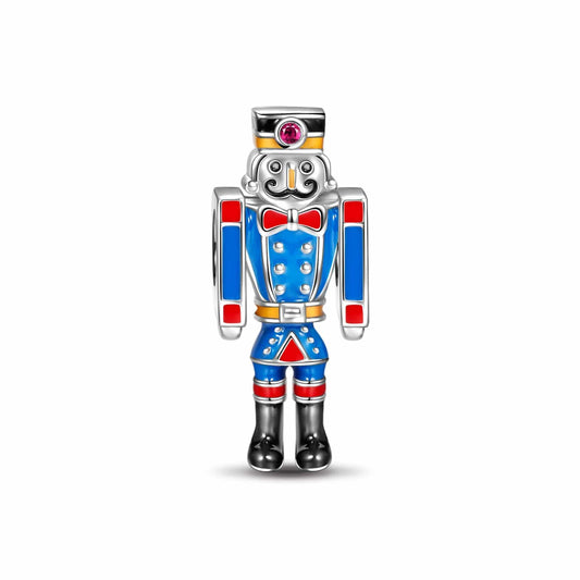 gon- Sterling Silver Brave Nutcracker Charms With Enamel In White Gold Plated