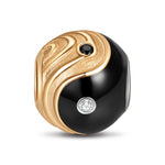 Sterling Silver Tai Chi Charms With Enamel In 14K Gold Plated