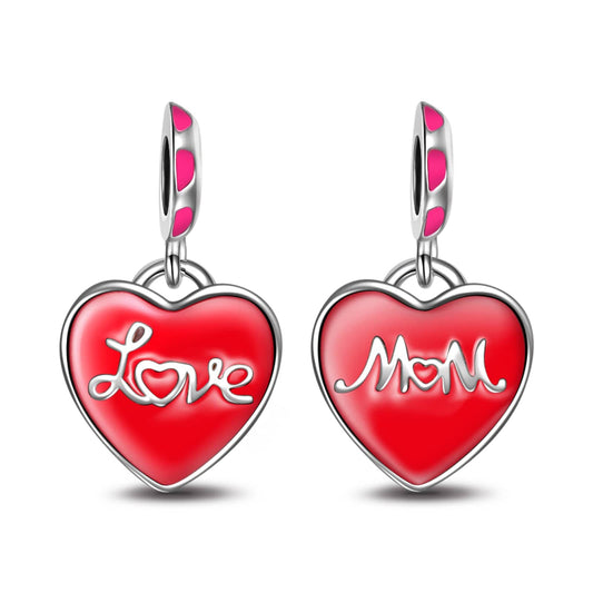 gon- Sterling Silver Mother's Love Charms With Enamel In White Gold Plated