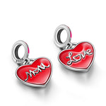 Sterling Silver Mother's Love Charms With Enamel In White Gold Plated