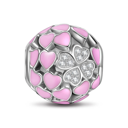 gon- Sterling Silver Love Heart Charms With Enamel In White Gold Plated