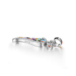 Sterling Silver Colorful Angel Wings Dangle Charms With Enamel In White Gold Plated