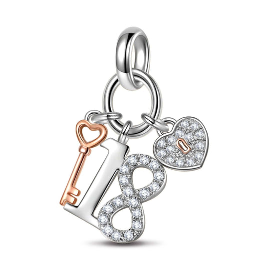 gon- Sterling Silver Forever Young Dangle Charms In White Gold Plated