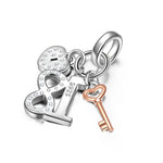 Sterling Silver Forever Young Dangle Charms In White Gold Plated