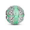 Sterling Silver Green I Love You Charms With Enamel In White Gold Plated