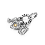 Sterling Silver Love You Dangle Charms With Enamel In White Gold Plated