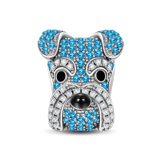 gon- Sterling Silver Blue Schnauzer In White Gold Plated
