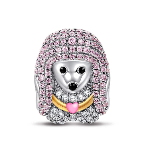 gon- Sterling Silver Cute Poodle Charms In White Gold Plated