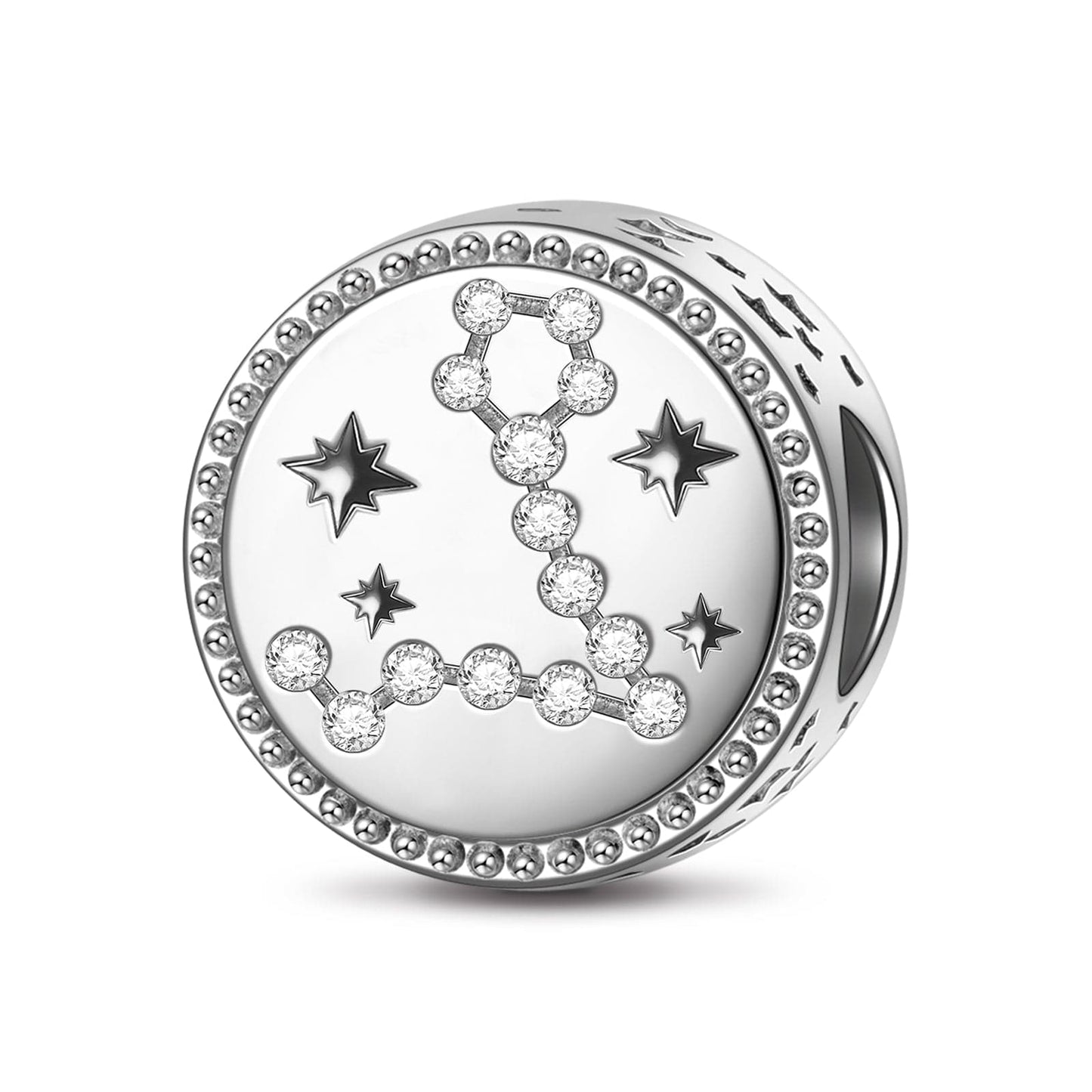Sterling Silver Pisces Charms With Enamel In White Gold Plated