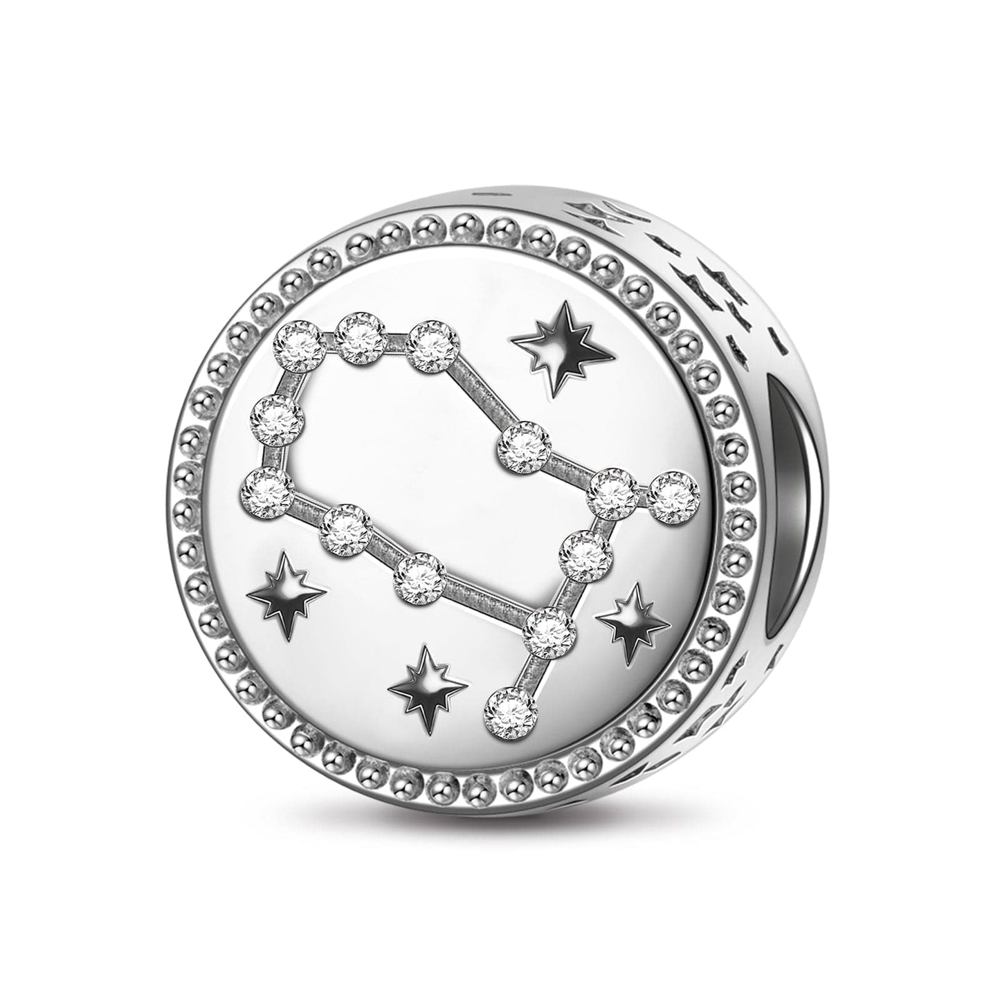 Sterling Silver Gemini Charms With Enamel In White Gold Plated