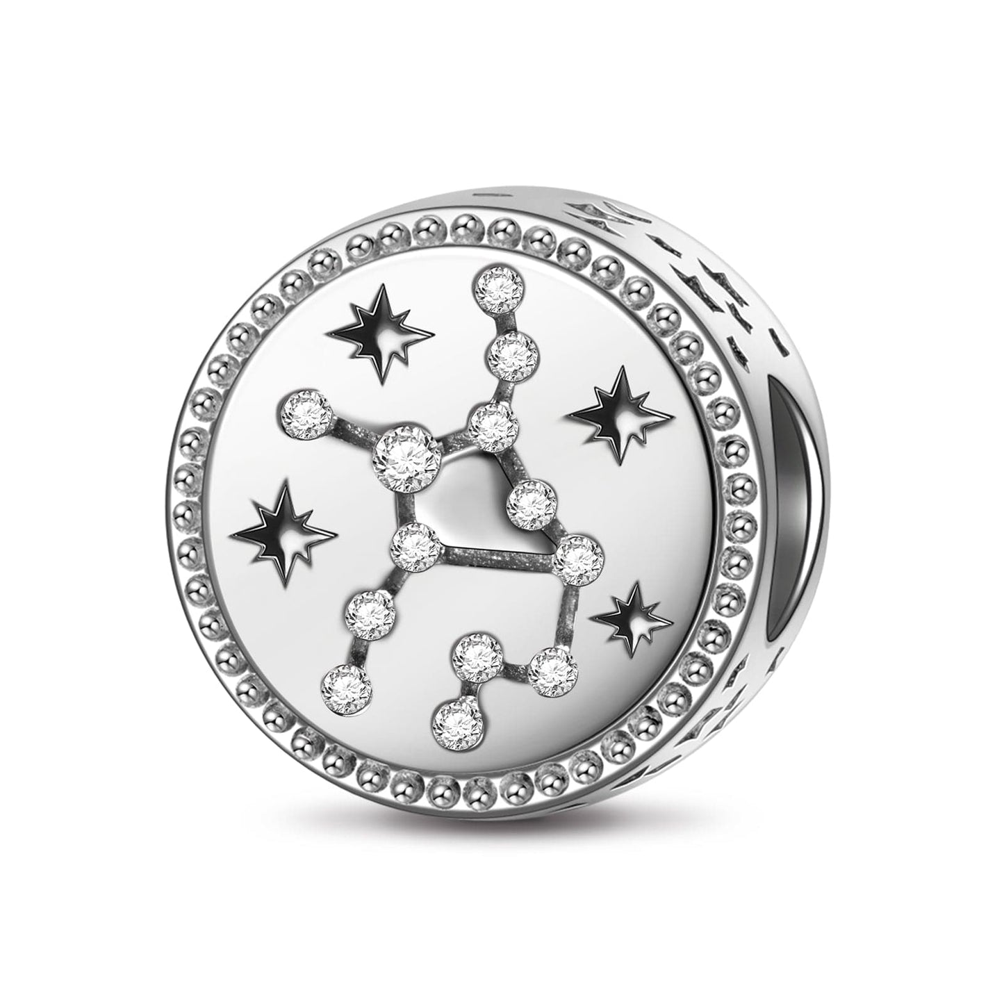Sterling Silver Virgo Charms With Enamel In White Gold Plated
