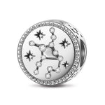 Sterling Silver Virgo Charms With Enamel In White Gold Plated