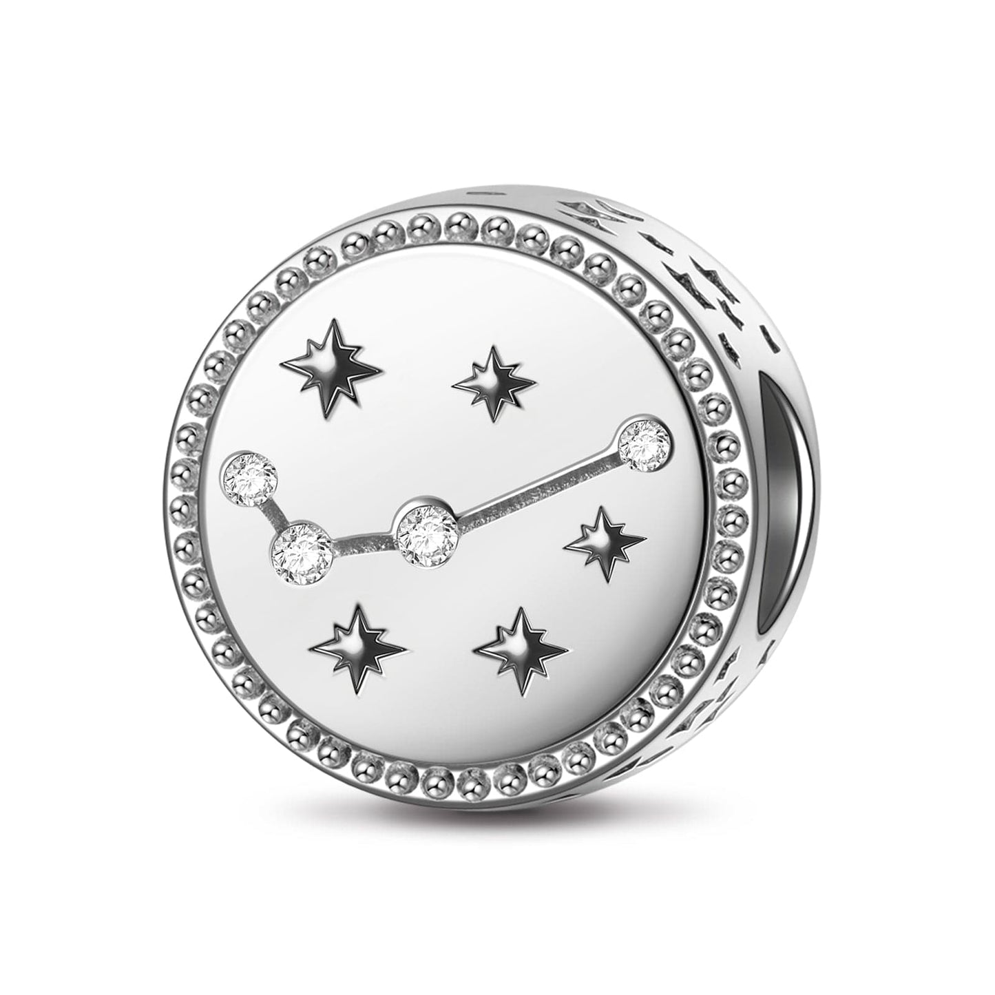 Sterling Silver Aries Charms With Enamel In White Gold Plated