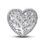 Sterling Silver Family Roots Charms In White Gold Plate