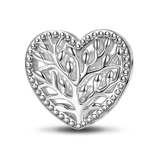 gon- Sterling Silver Family Roots Charms In White Gold Plate