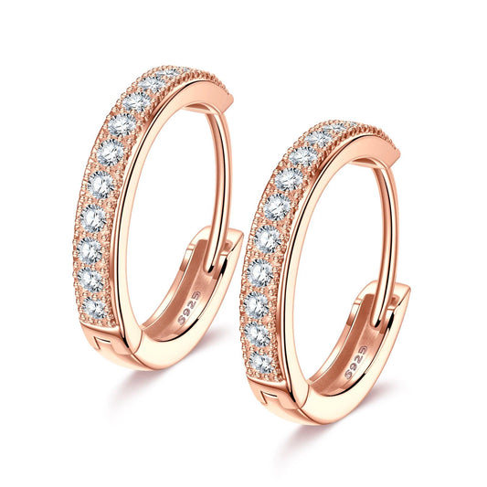 gon- Sterling Silver Classic Hoop Earrings In Rose Gold Plated
