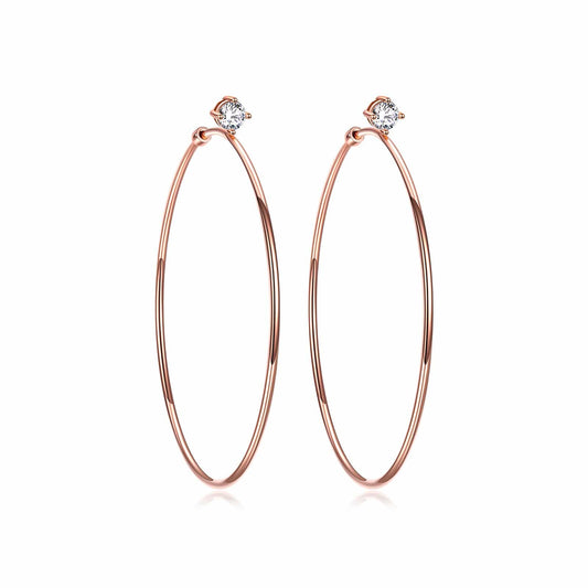 gon- Sterling Silver Classic Hoop Earrings In Rose Gold Plated