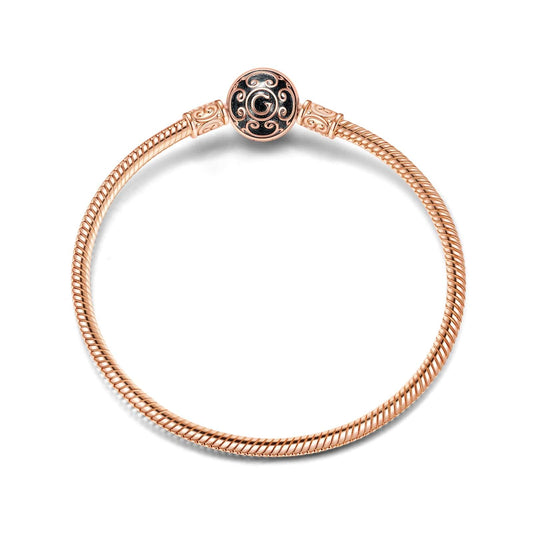 gon- Classic Tarnish-resistant Silver Bangle With Enamel In Rose Gold Plated